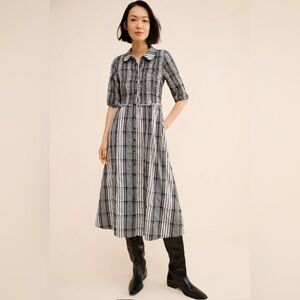 Anthropologie | Maeve Short-Sleeve Smocked Midi Shirtdress